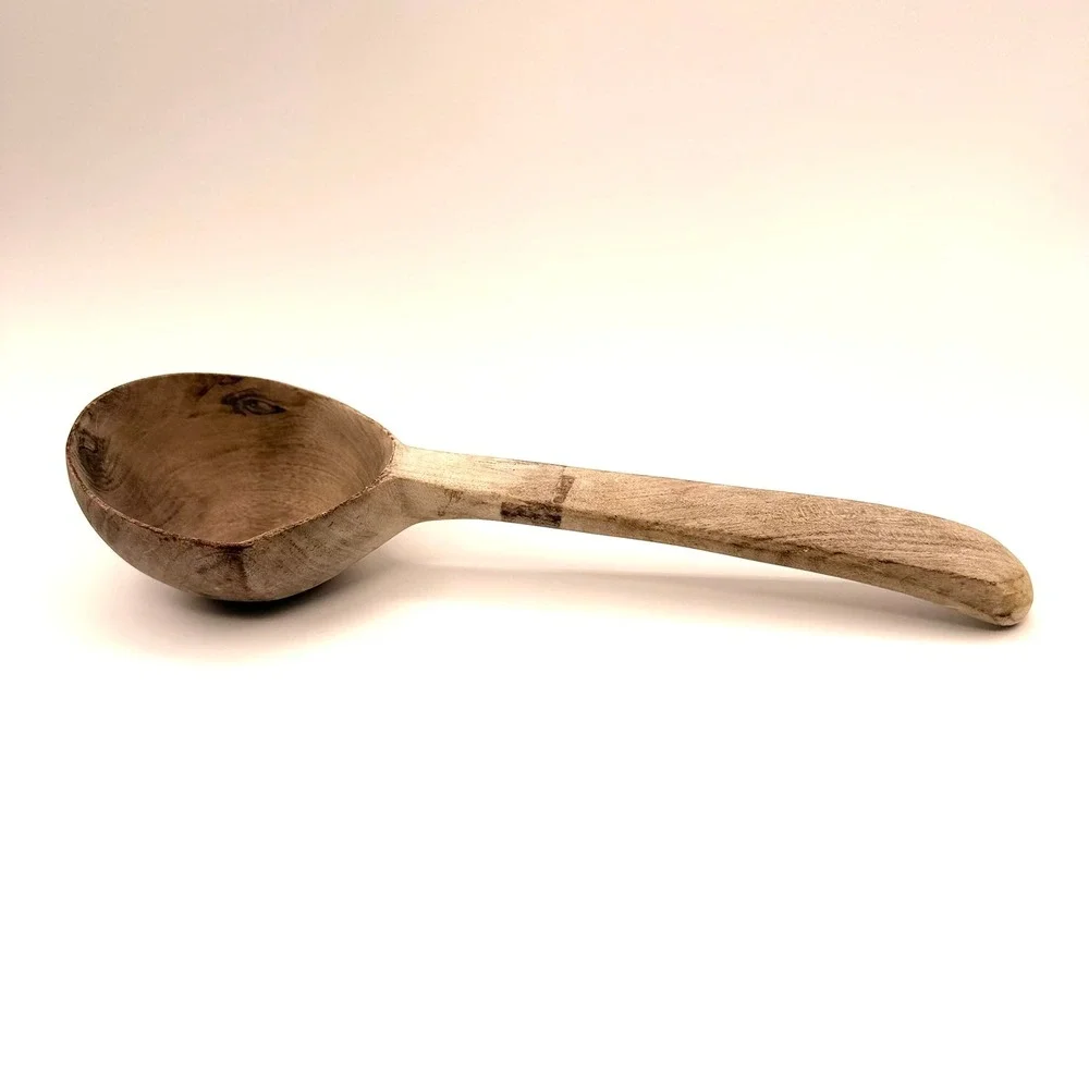 Vintage Hand Carved Wooden Scoop Ladle Rustic Farmhouse Primitive Grain Server