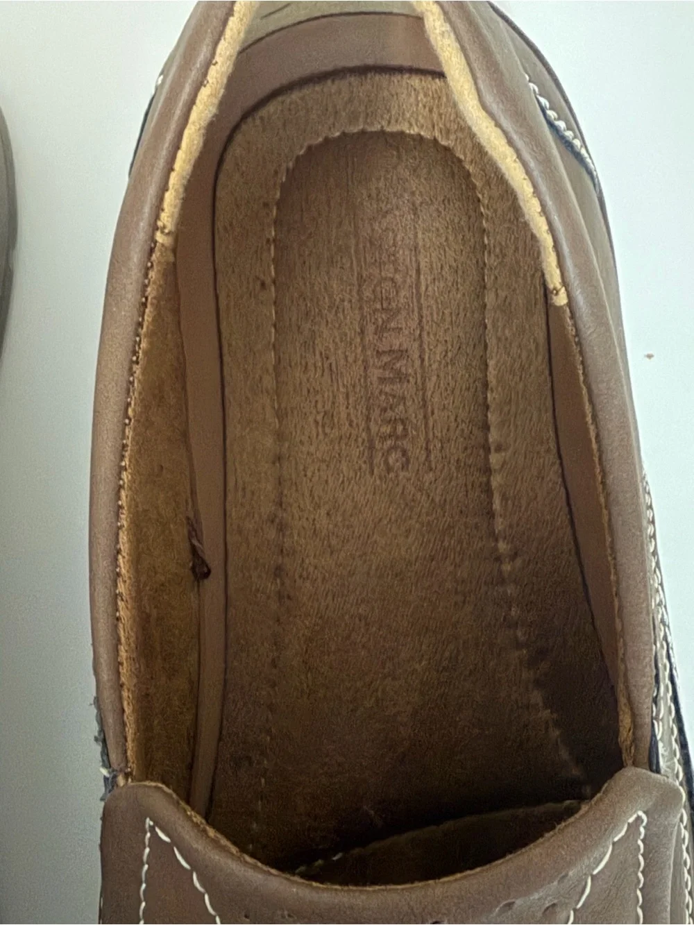 Men's Brown Slip-On Moccasin Loafers with Contrast Stitching