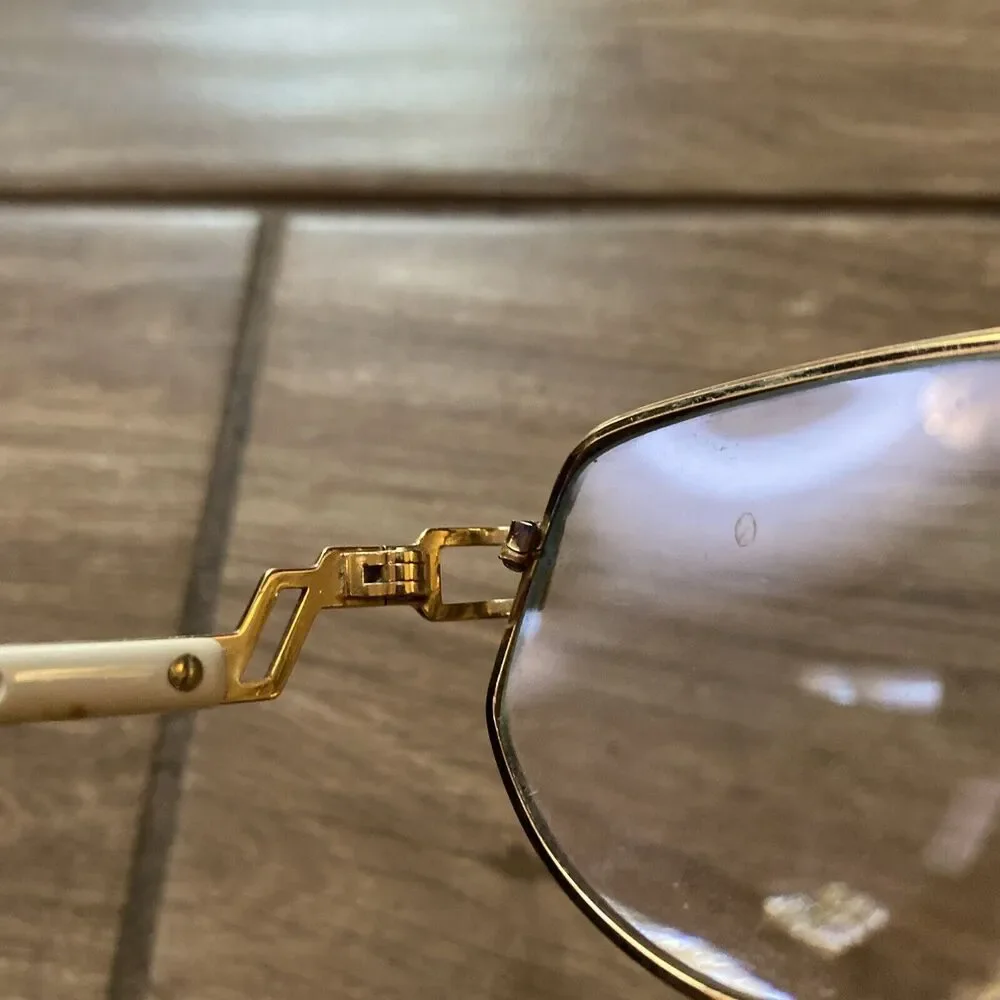 Vintage Cazal Eyeglasses Frames Gold & White Rare