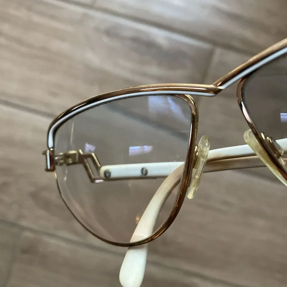 Vintage Cazal Eyeglasses Frames Gold & White Rare