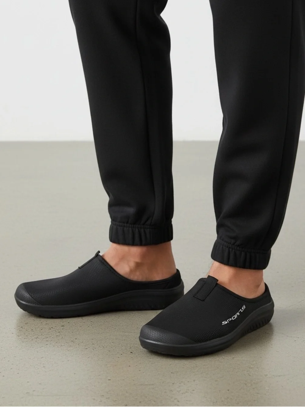 Mens Black Walking Slip On Shoes Sneakers Open Back Size 9 New