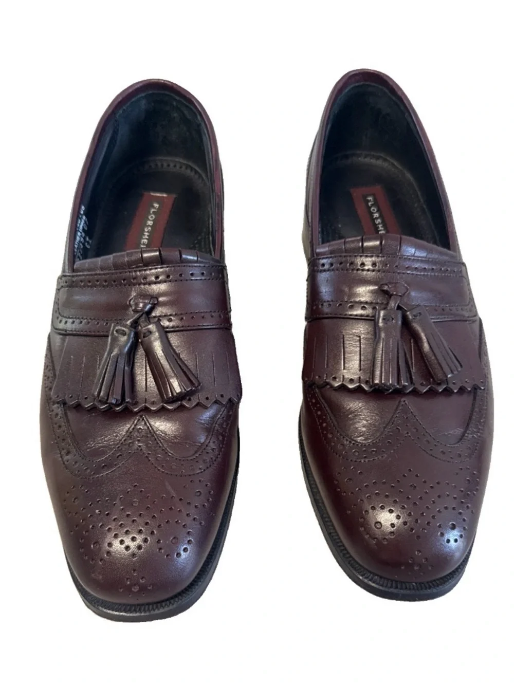 Florsheim Men’s Tassel Kiltie Slip-on Wing Tip Loafers - Burgundy Sz 9