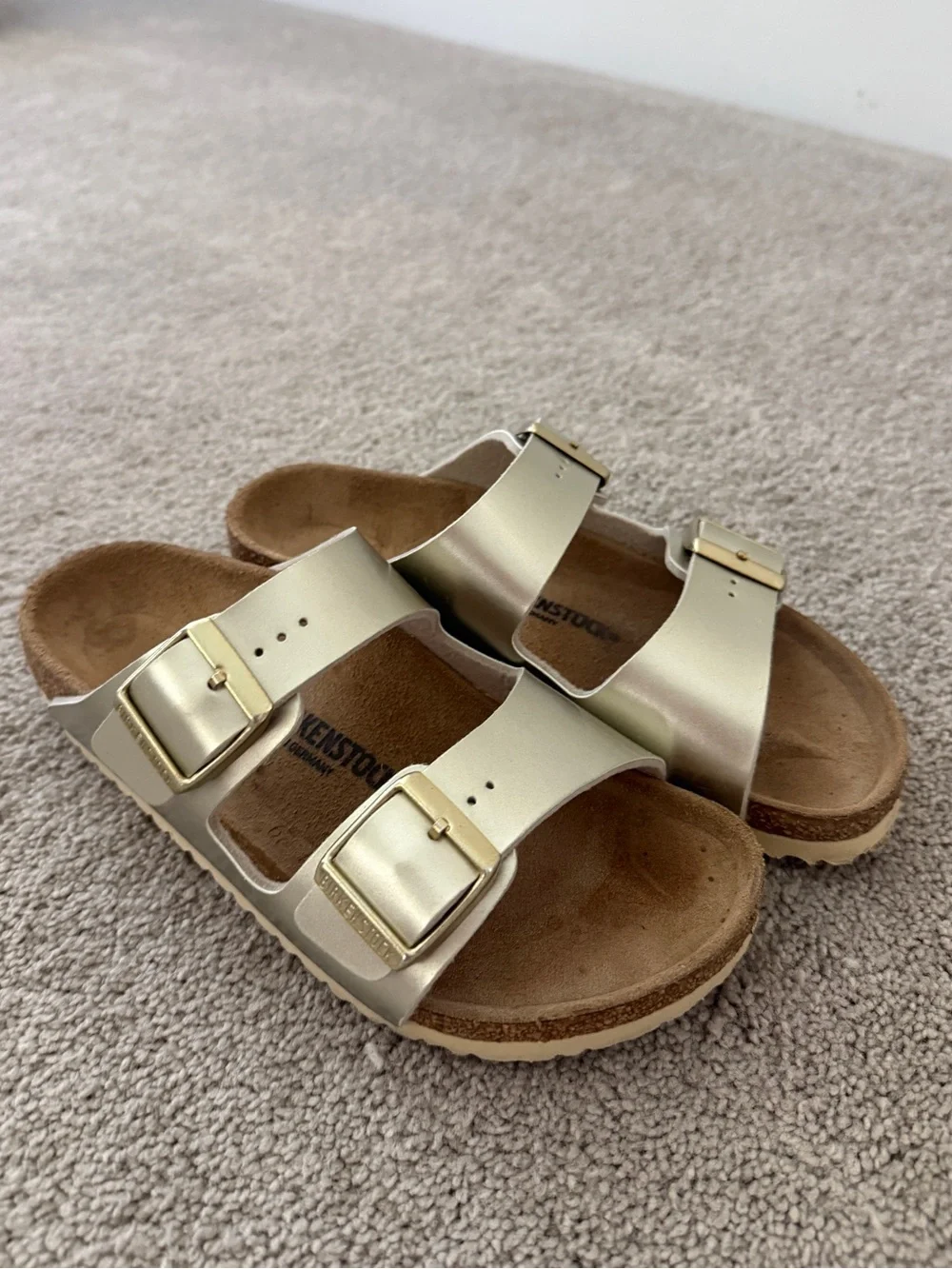 Birkenstock Kids Metallic Gold Double Buckle Sandals