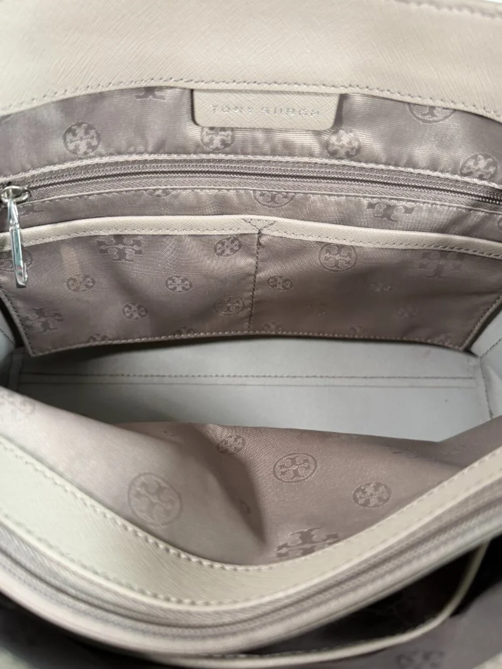 TORY BURCH York Buckle Taupe Leather Tote and Matching Wallet