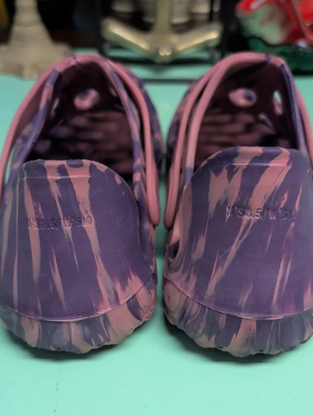 Merrell Pink and Purple Marbled Foam Slip-On Clogs