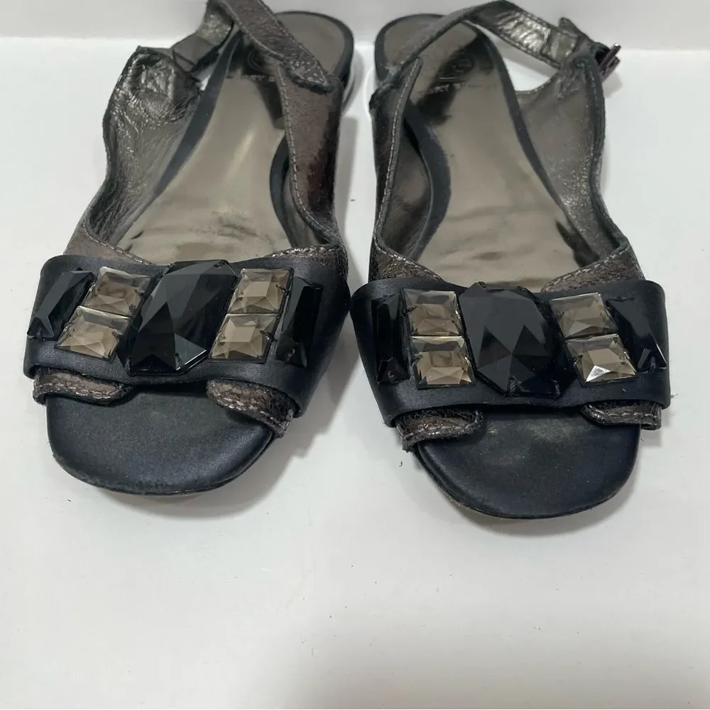 Tory Burch Metallic Jeweled Sandals