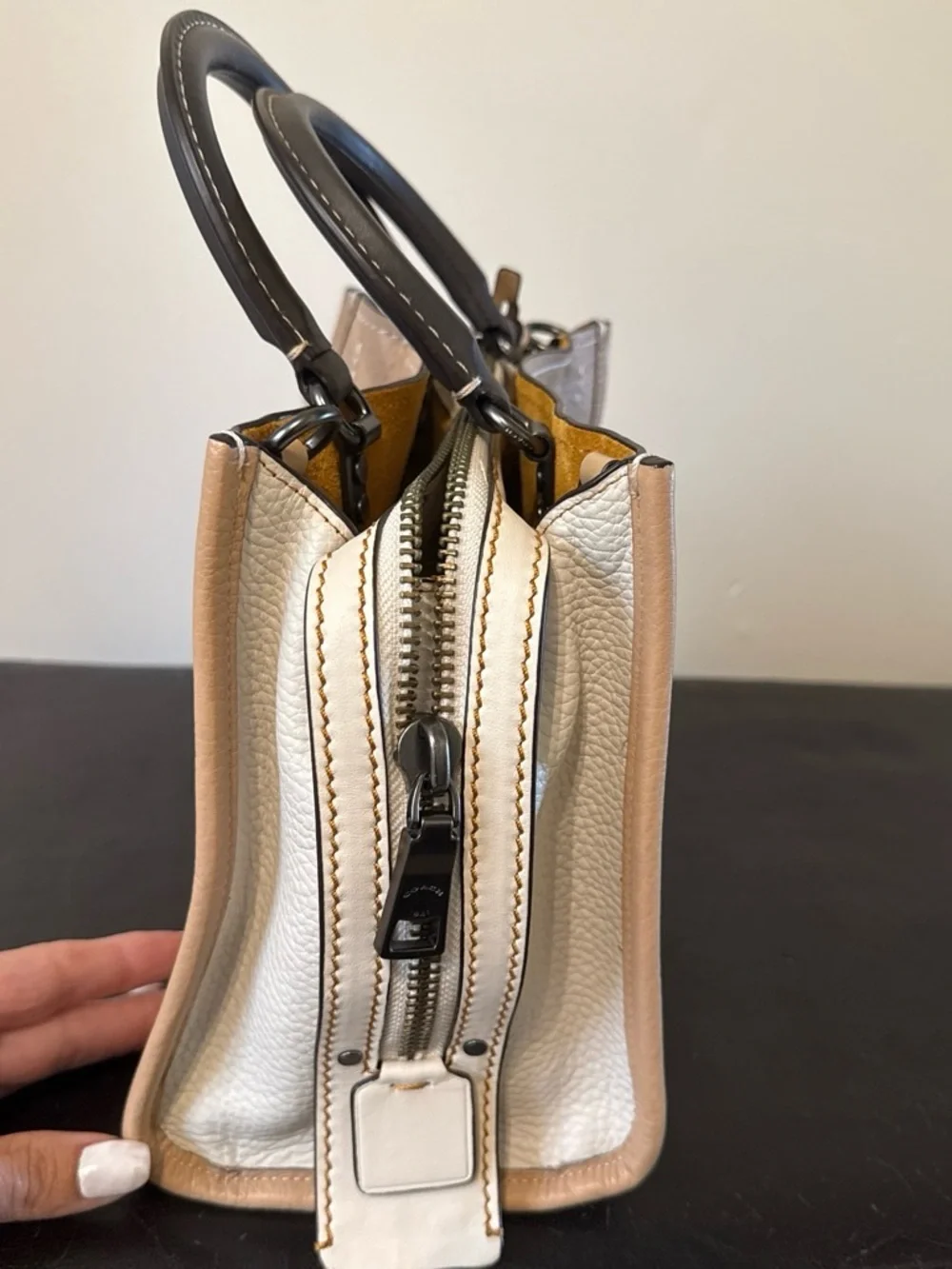 Coach Rogue 25 Colorblock Pebble Leather Satchel
