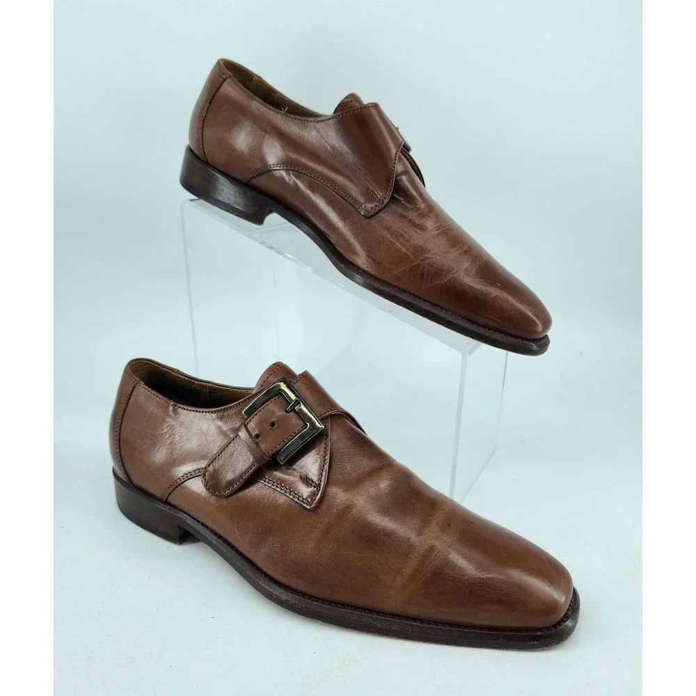 Mario Bruni Single Monk Strap Dress Shoes Mens EU 39 US 6.5 Brown Leather Italy