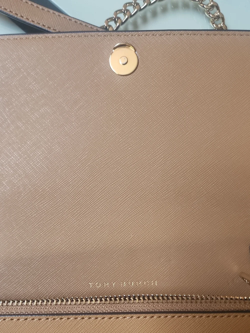 Tory Burch Light Brown (Tan) Crossbody Wallet with Gold Logon EUC