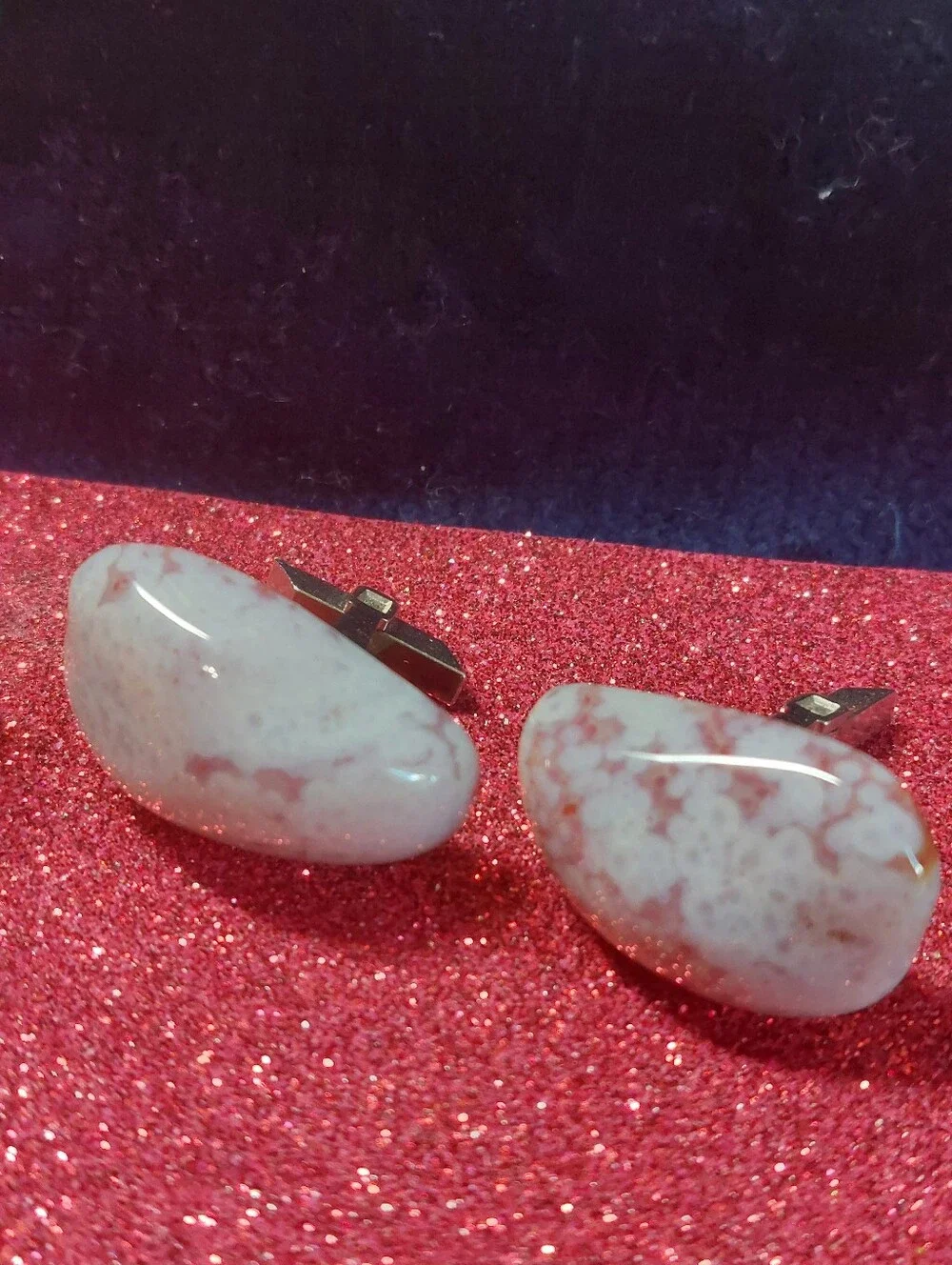Vintage Estate Toggle Back Cufflinks, Tiger's Eye & Ocean Jasper, Two Pairs