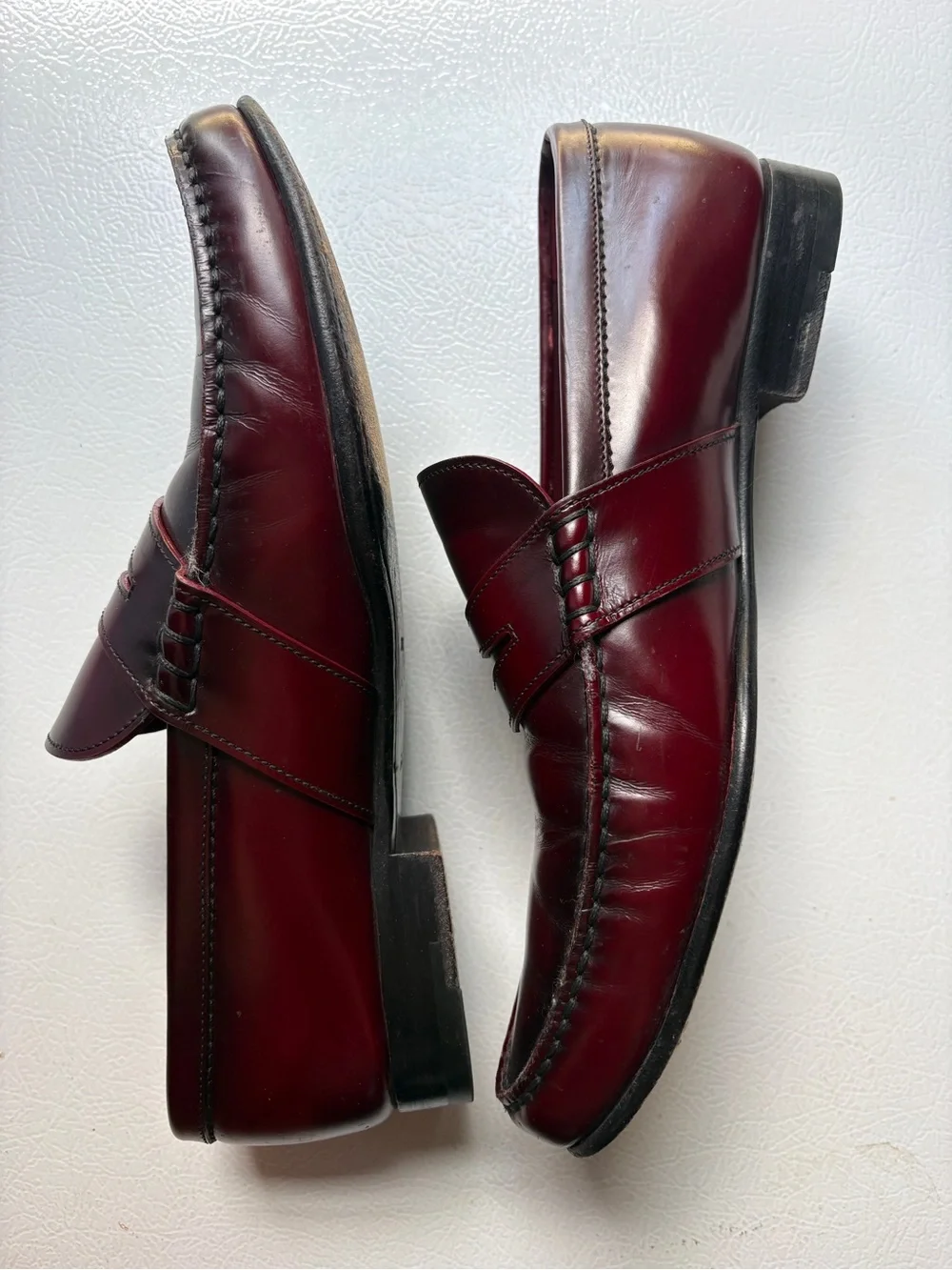 Louis Vuitton Men’s Burgundy Leather Penny Loafers