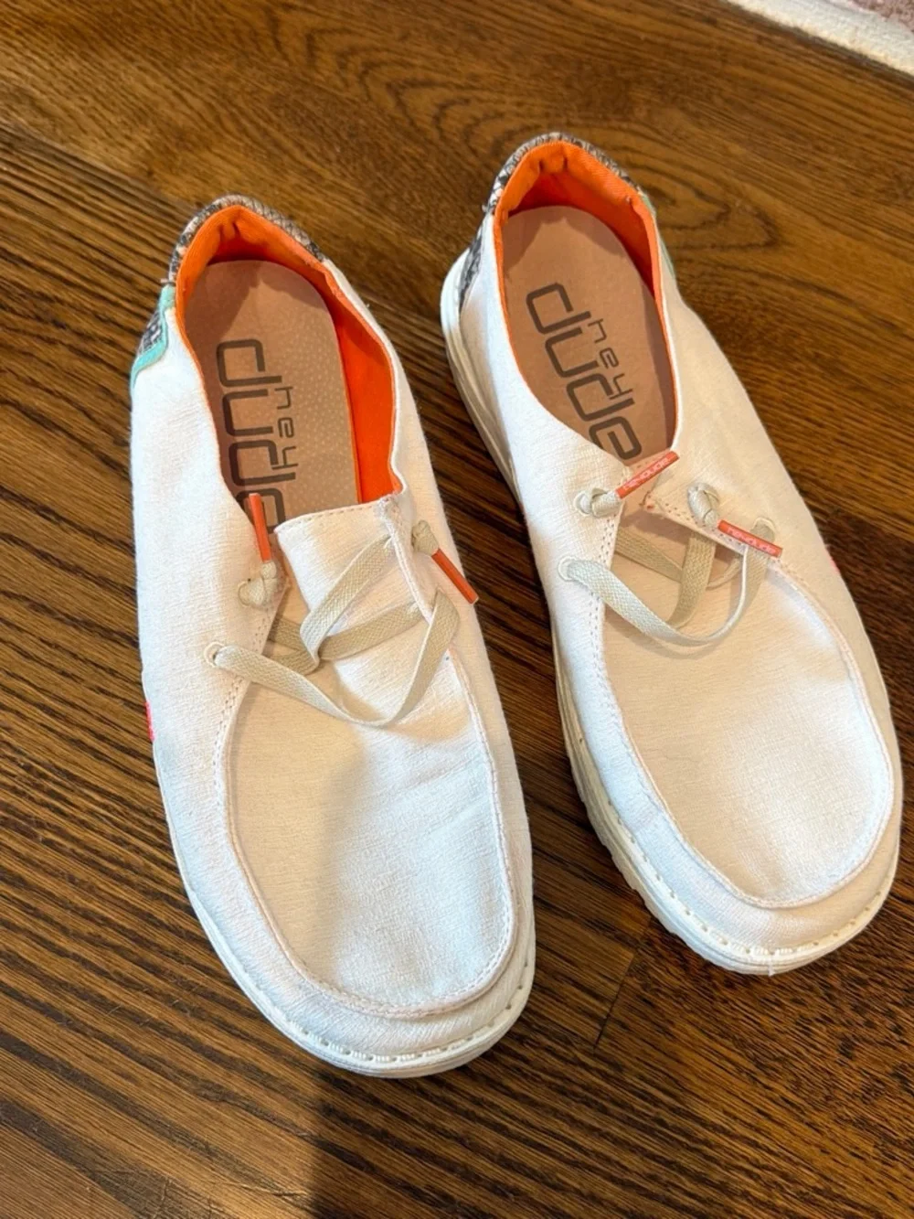 Women’s Hey Dude Canvas Slip-On Shoes with Orange Lining