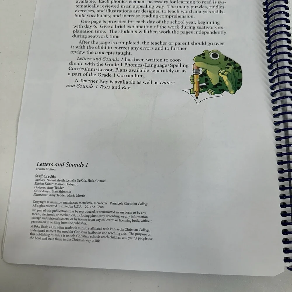 Abeka Letters And Sounds 1 Seatwork Text Teacher Key 1st Grade & Test Key