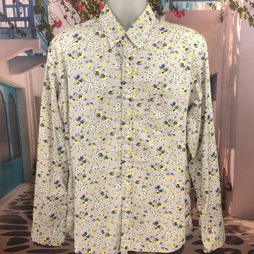 J. Crew Gray Floral Button Down Shirt