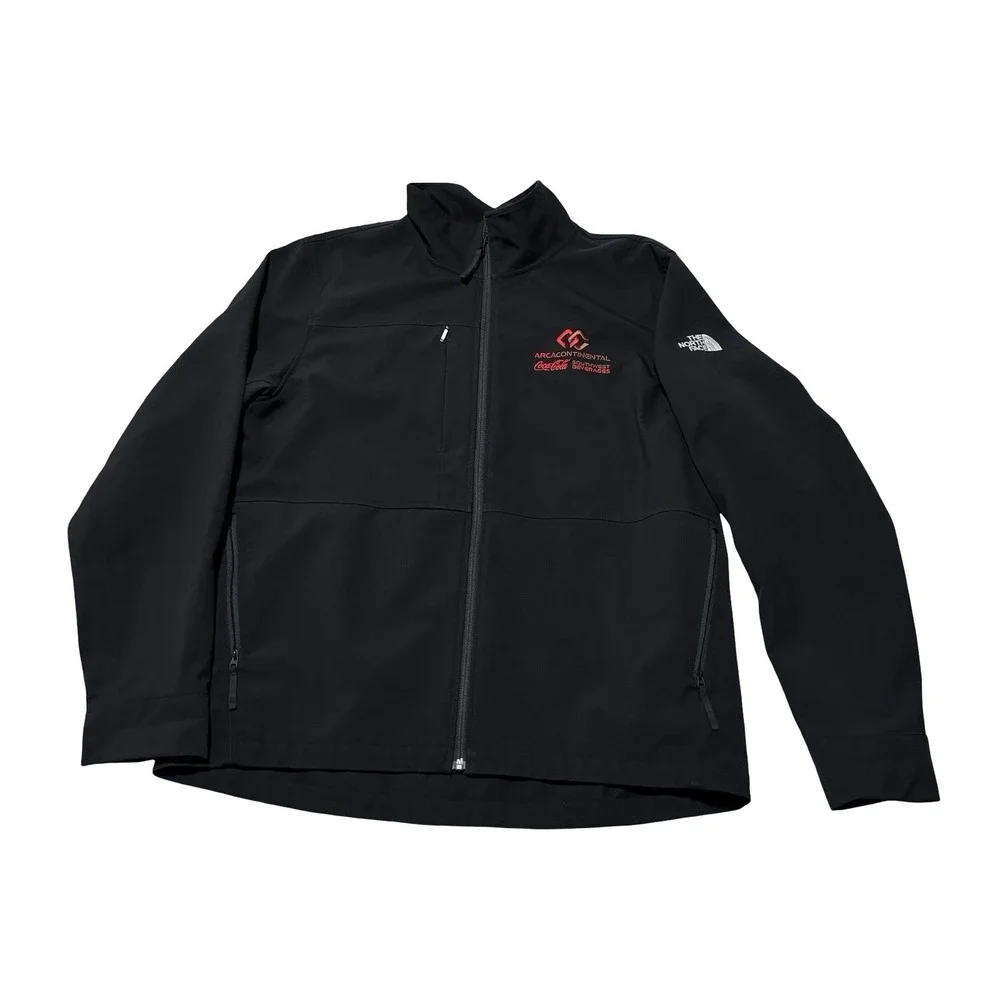 The North Face Men's Black Soft Shell Zip Up Jacket Coca Cola Logo Size XL