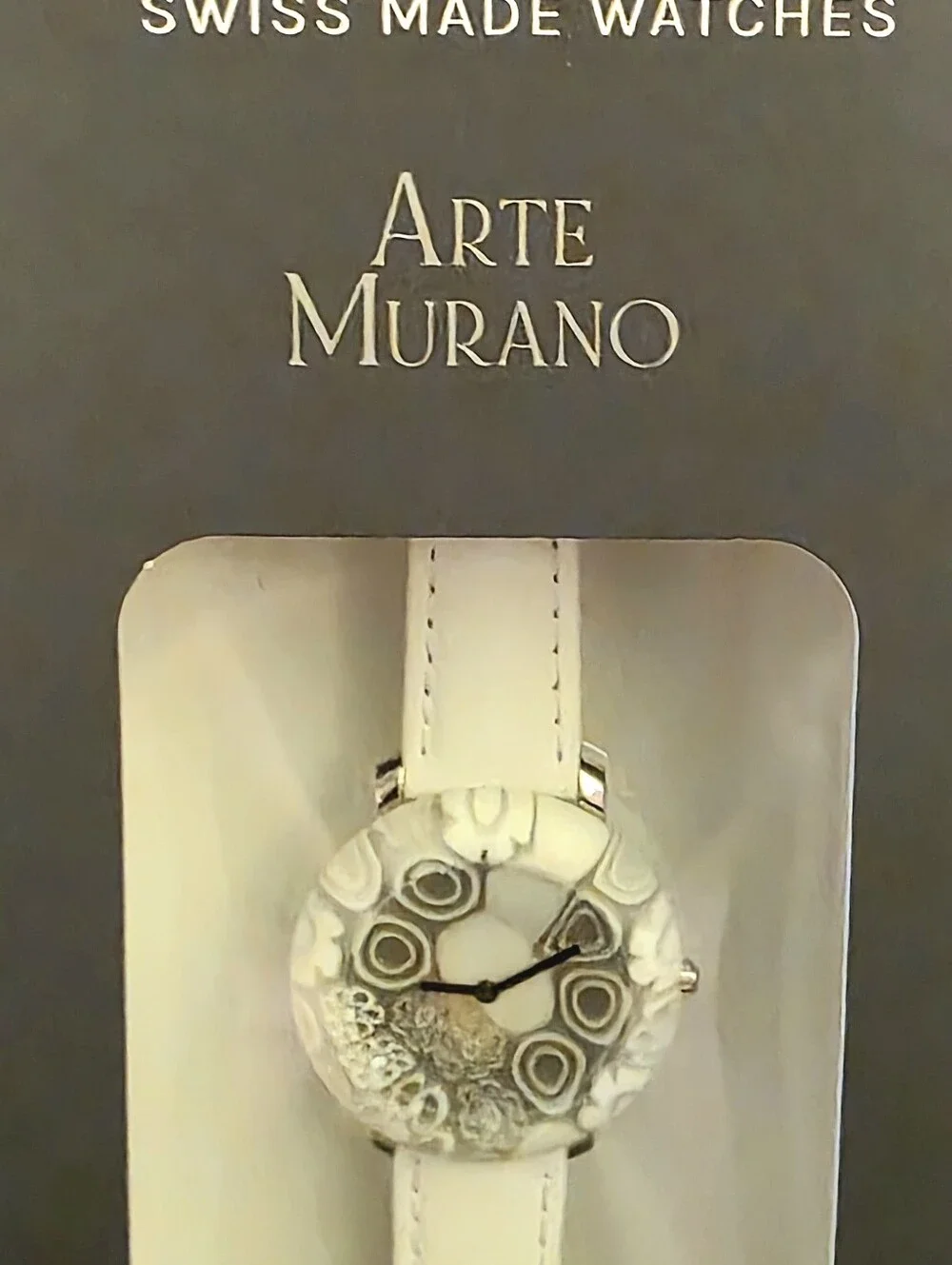 Yunik Handcrafted Murano glass 36mm genuine leather strap w/ safety buckle
