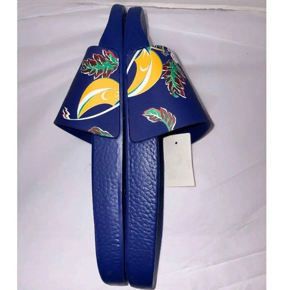Polo Ralph Lauren Mens 13 Blue Tropical Floral Pony Logo Slides Sandals Sz 13