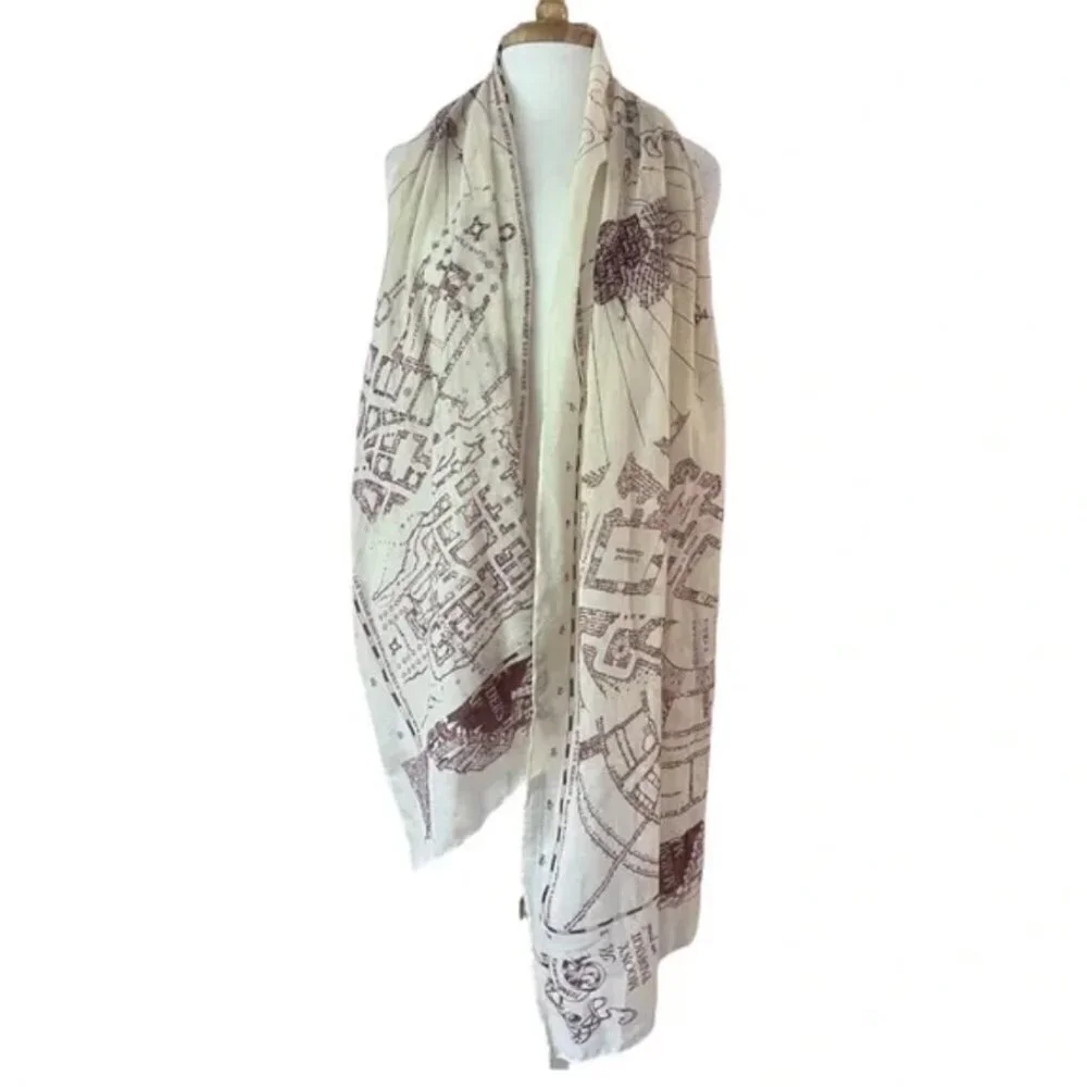 Wizarding World Harry Potter Marauders' Map Print Scarf Hogwarts Challis Fabric