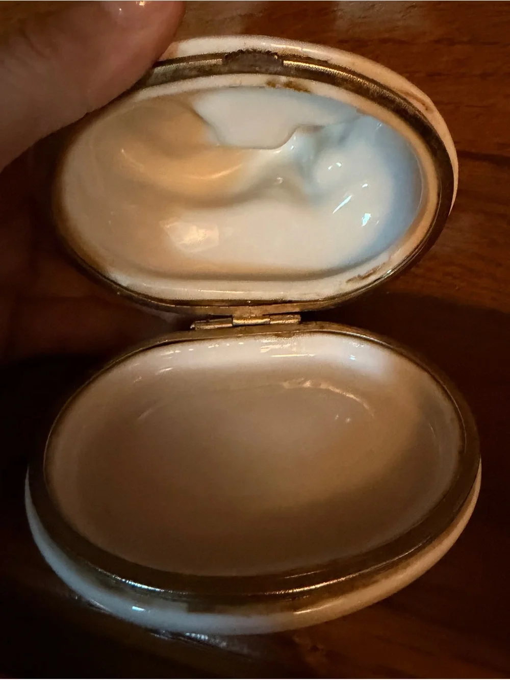 Vintage Haldon Group White Greyhound Dog Porcelain Hinged Trinket Box Japan