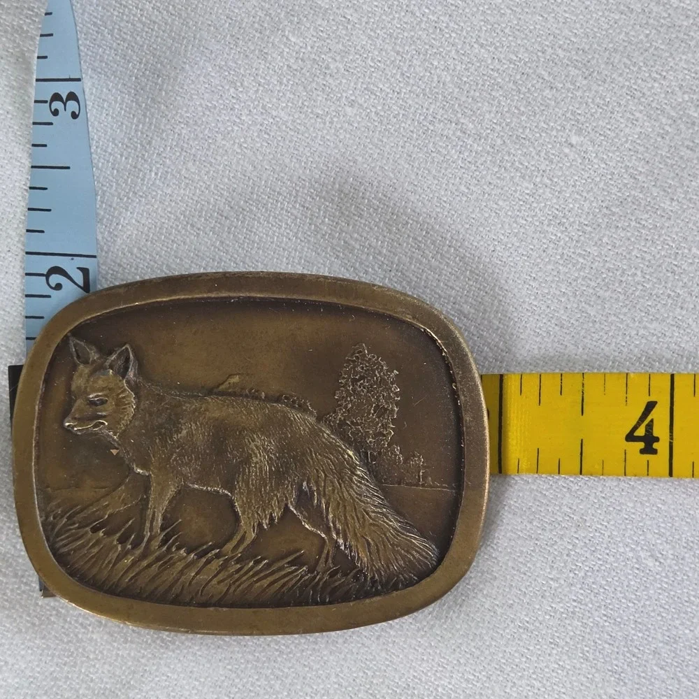 Indiana Metal Craft Belt Buckle Bronze Vintage 1977 Red Fox Wildlife M97