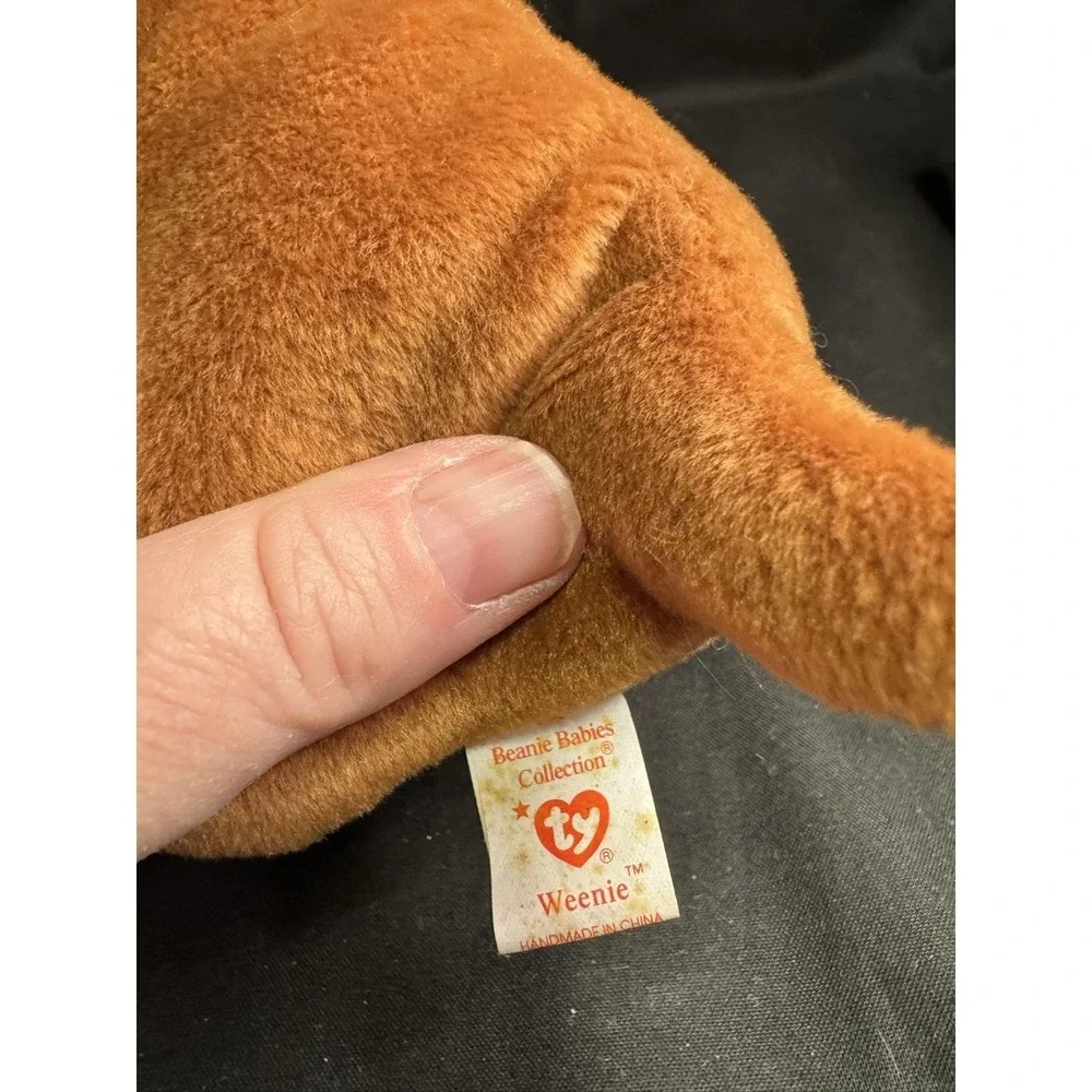 Set of 2 Ty Beanie Babies Bones Dog Plush 1993 1994 Heart Tags PVC Pellets
