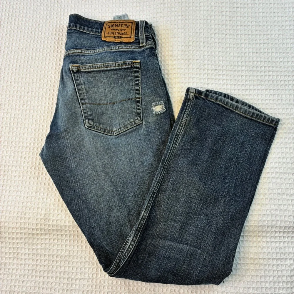 Signature by Levi Strauss Gold Label Mens Straight Leg Jeans Blue W32 L30 94601