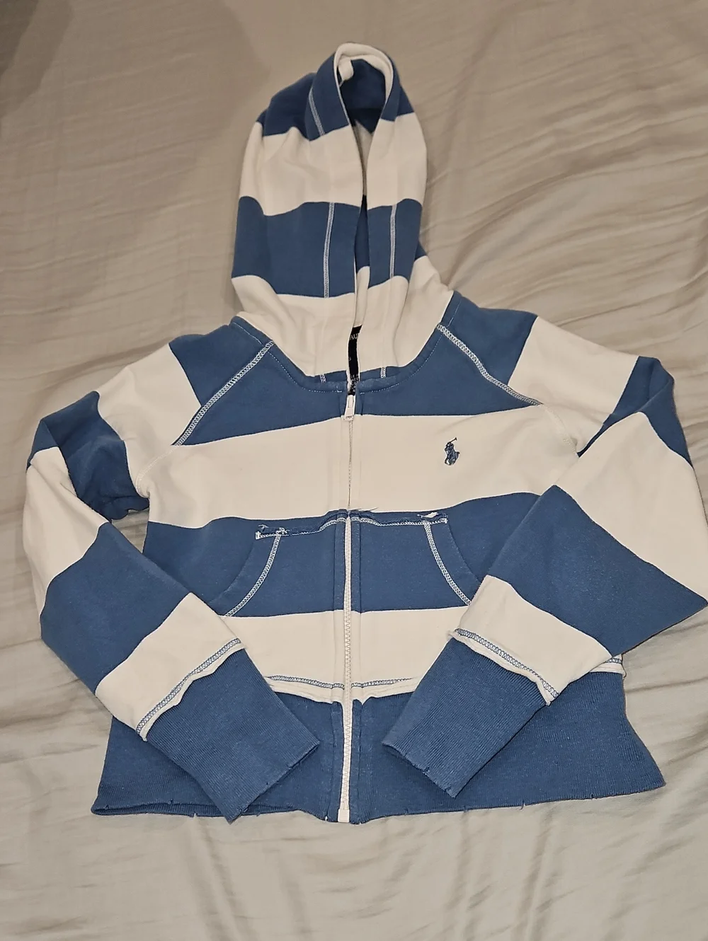 Ralph Lauren Kids Navy & White Striped Zip Hoodie