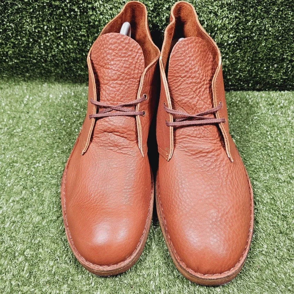 Clarks Originals Desert Boot Burnt Orange Leather Ankle Boots England Mens US 13