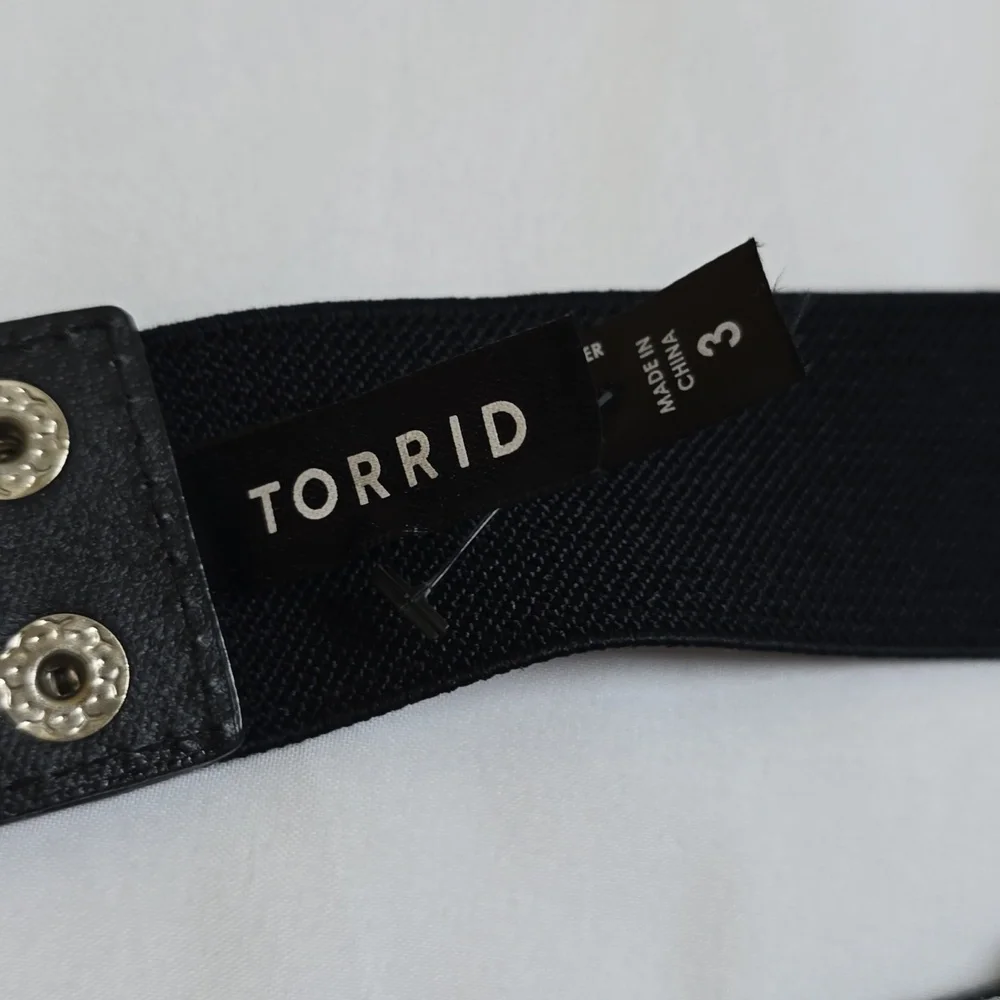 torrid Black Embellished Stretch Waist Belt with Clear Crystal Accents