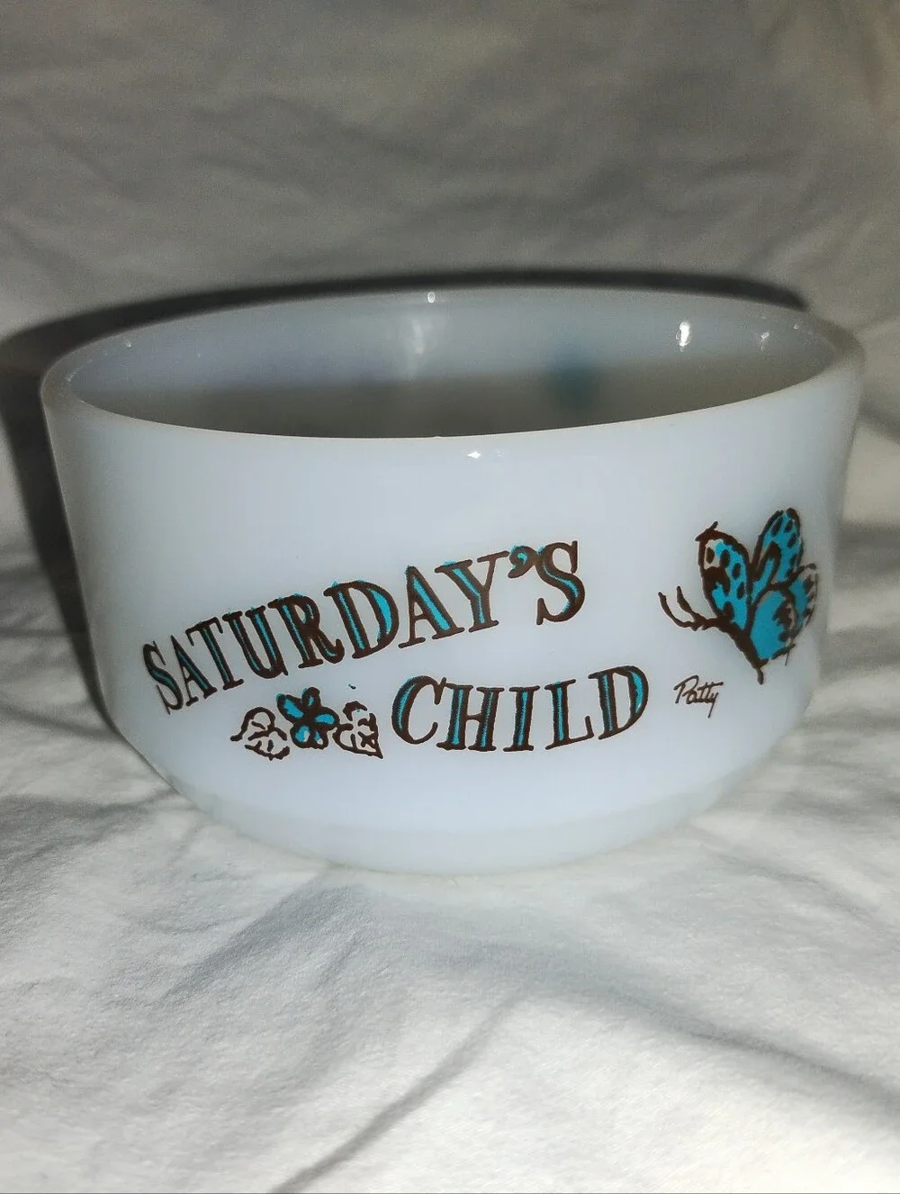 Vintage Fire King Saturdays Child Milk Glass Cottage Cheese Bowl Snack