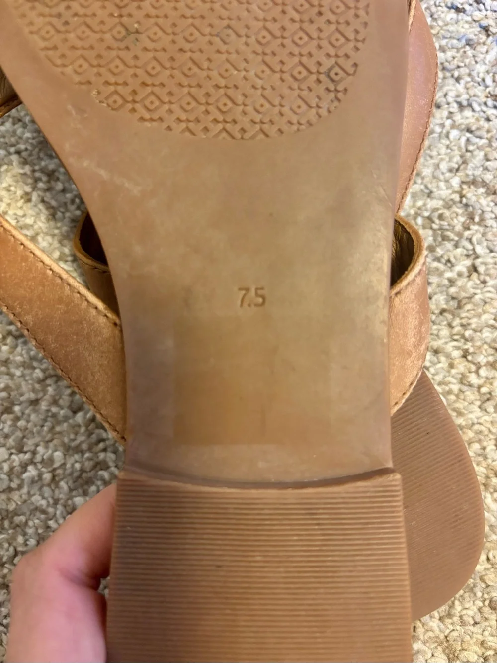 Tory Burch Tan Leather Logo Thong Sandals