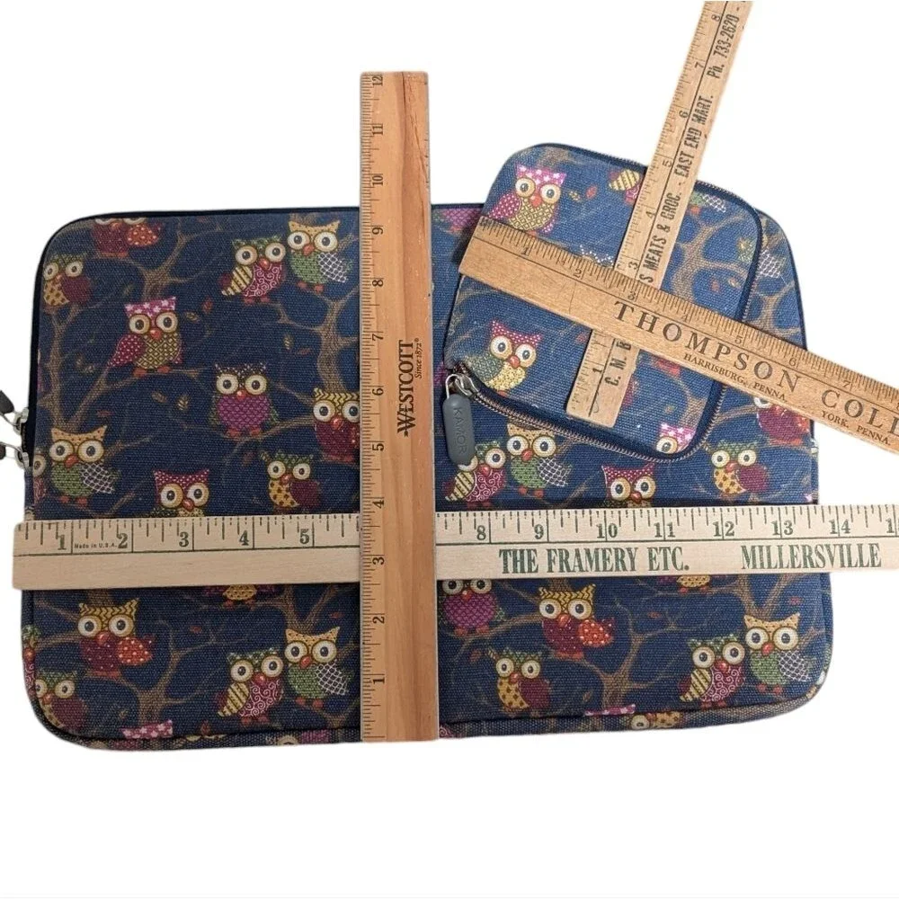 Kamor 2 piece laptop sleeve with wallet owl animal padded bohemian computer case