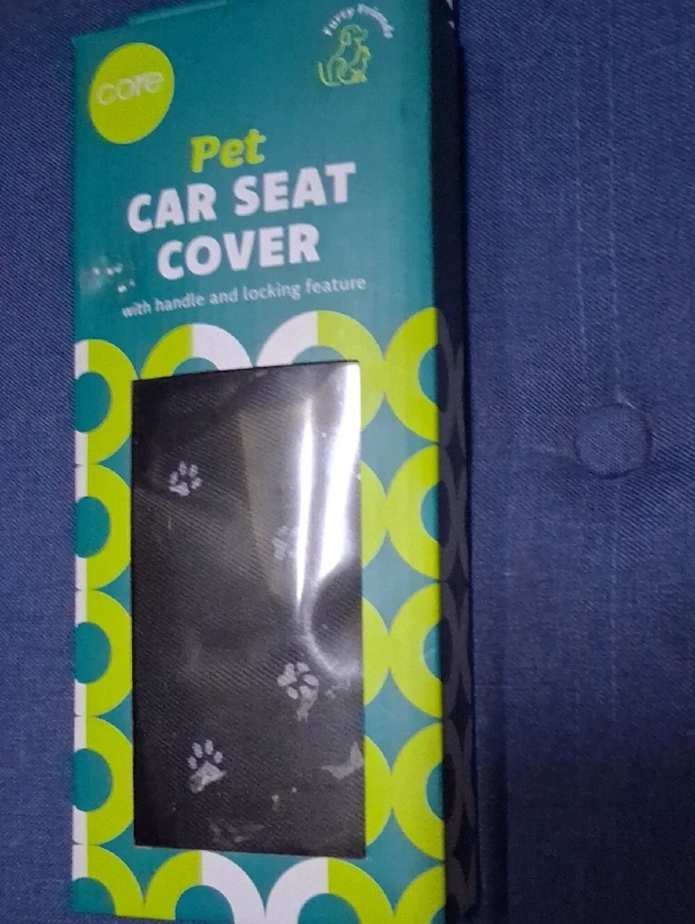 Core Pet Car Seat Cover - Black with Paw Print