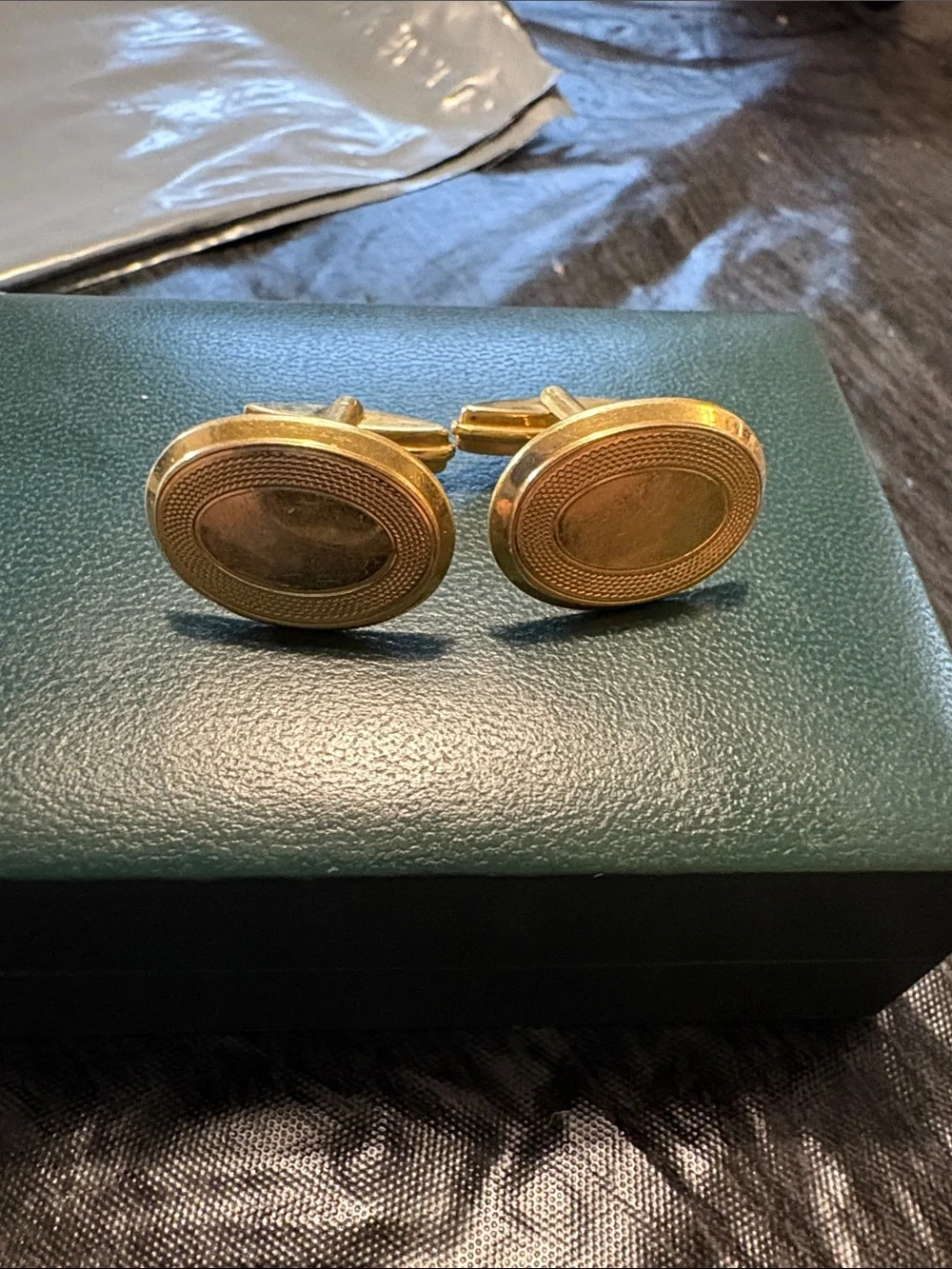 Gold Round Men's Cufflinks - Classic Oval Design