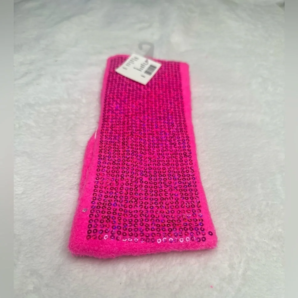 Justice Girls Cozy One Size Fit All Winter Headband Sequence Pink Super Soft