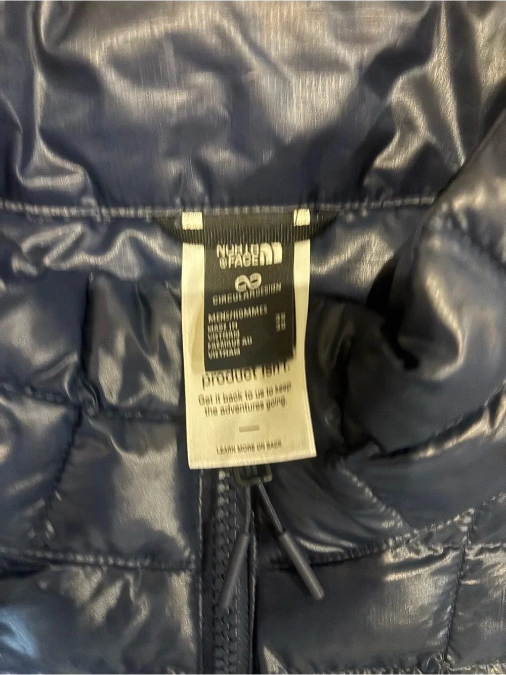 The North Face Navy Shiny Quilted Puffer Jacket