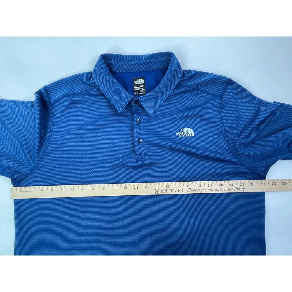 The North Face Polo Shirt Mens XL Blue Snap FlashDry Lightweight Hike Outdoors