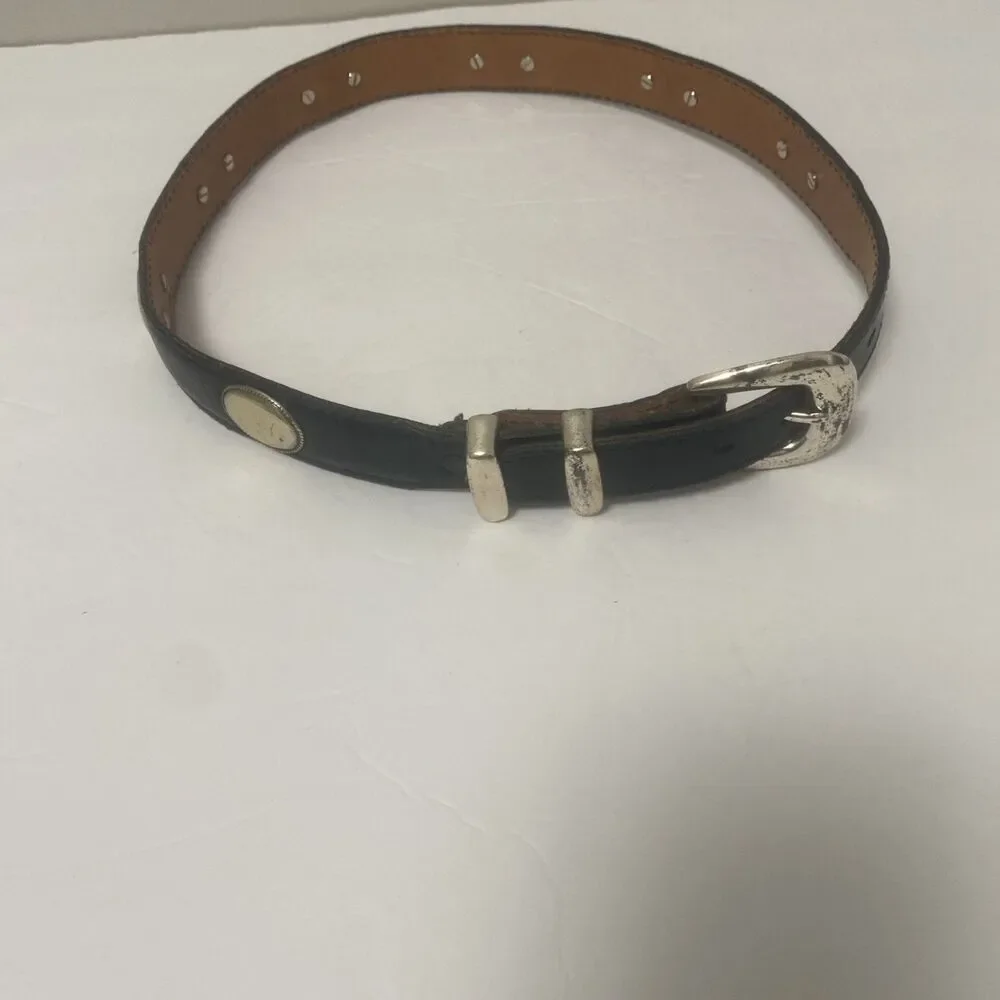Nocona Concho Belt Black Leather Silver Accents Men’s 32 Southwestern