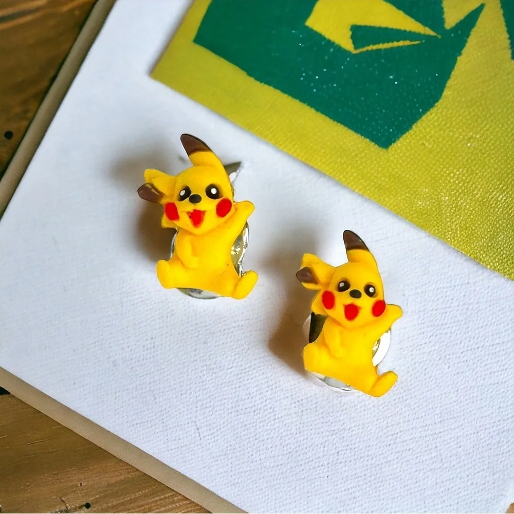 Handmade Pikachu Pokémon Clip-On Earrings