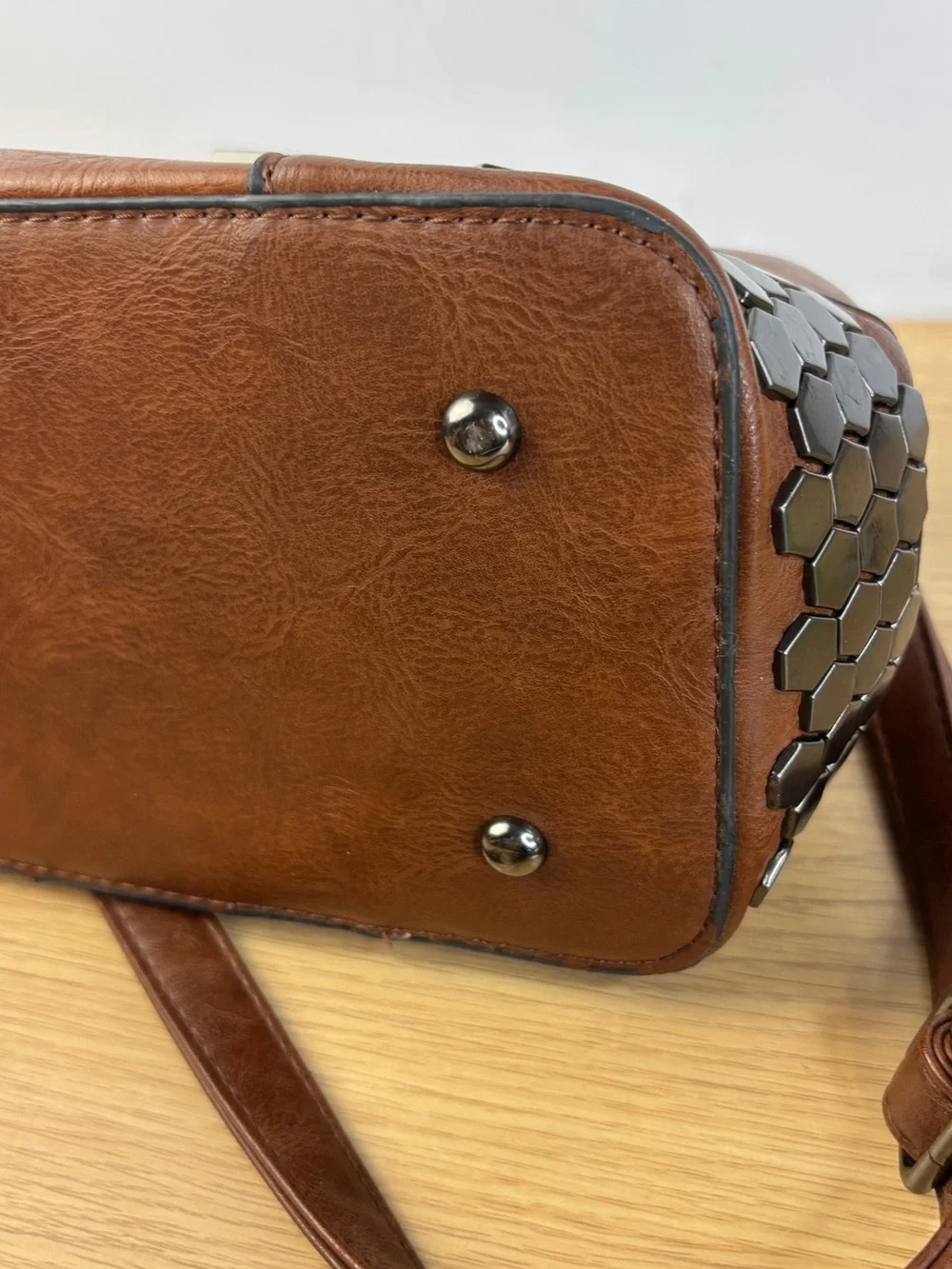 Vintage Inspired Doctor Bag Shape Gun Metal Rivets in Hexagonal Form- Unbranded
