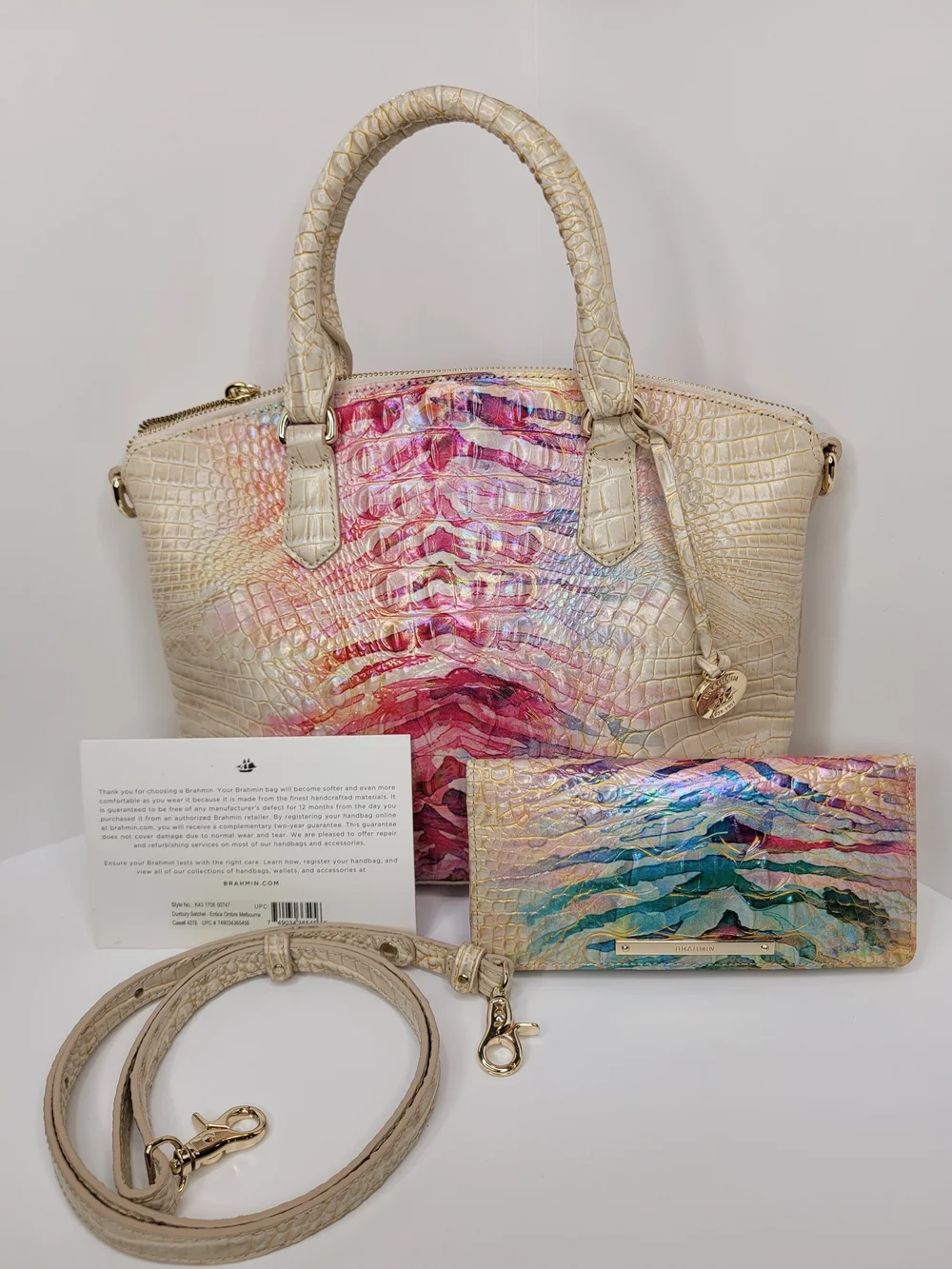 👉✨️ Brahmin Iridescent Entice Ombre Melbourne Duxbury Satchel Bag Wallet Set