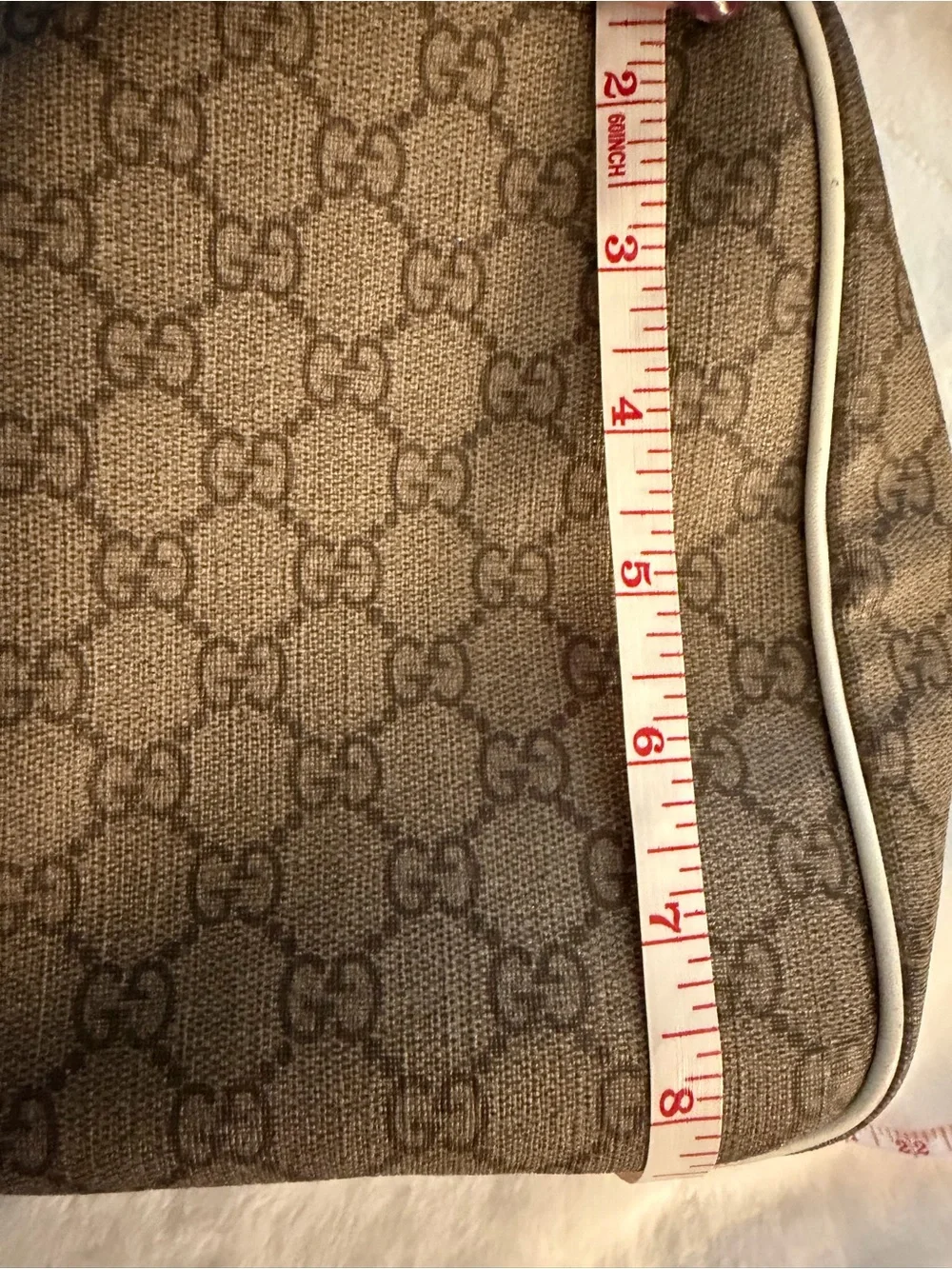 GUCCI Guccisima, hint of sparkle GG Supreme painted beige canvas Boston Bag