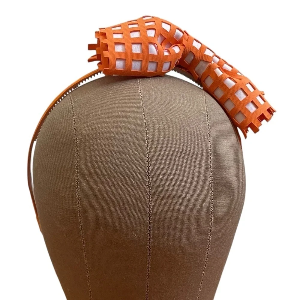 4/$25 Orange Gingham Bow Headband