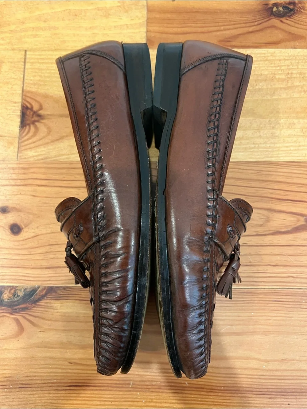 GH Bass Weejuns Shoes Mens Size 11.5 D Brown Leather Tassel Warner Dress Loafers