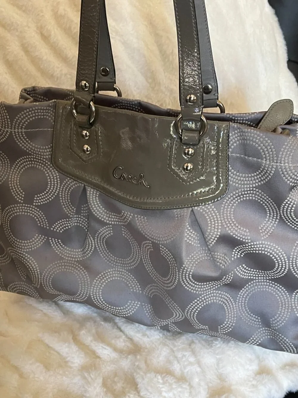 Coach Signature C Gray Medium Satchel Top Handle