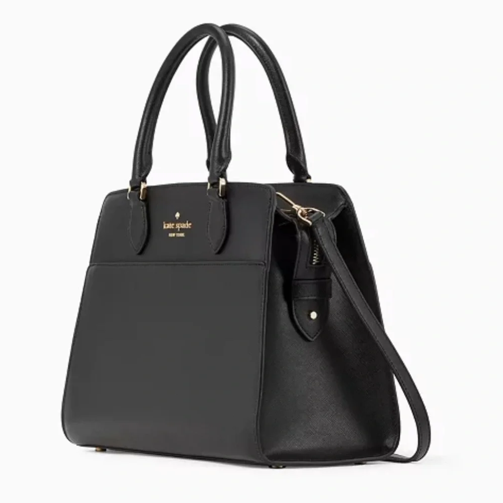 KATE SPADE Madison Saffiano Leather Medium Satchel BLACK COLOR