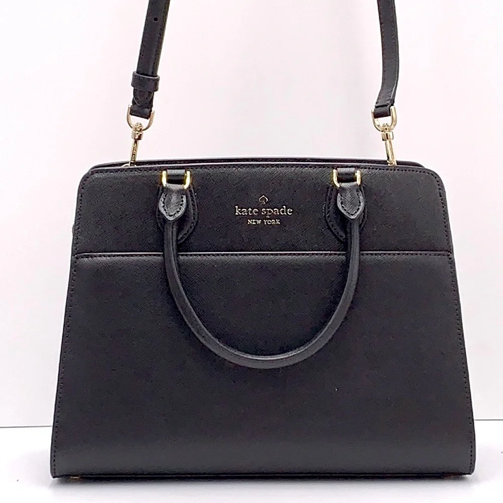KATE SPADE Madison Saffiano Leather Medium Satchel BLACK COLOR