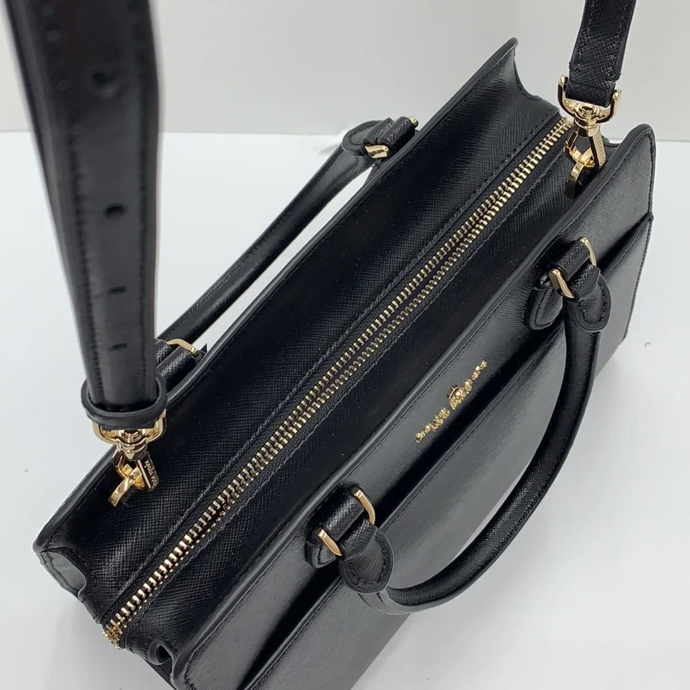 KATE SPADE Madison Saffiano Leather Medium Satchel BLACK COLOR
