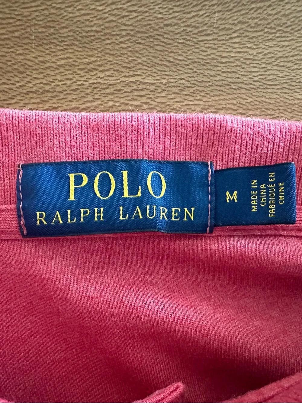 Ralph Lauren POLO Heathered  Red Short-Sleeve Polo with Navy Pony | Size: Medium
