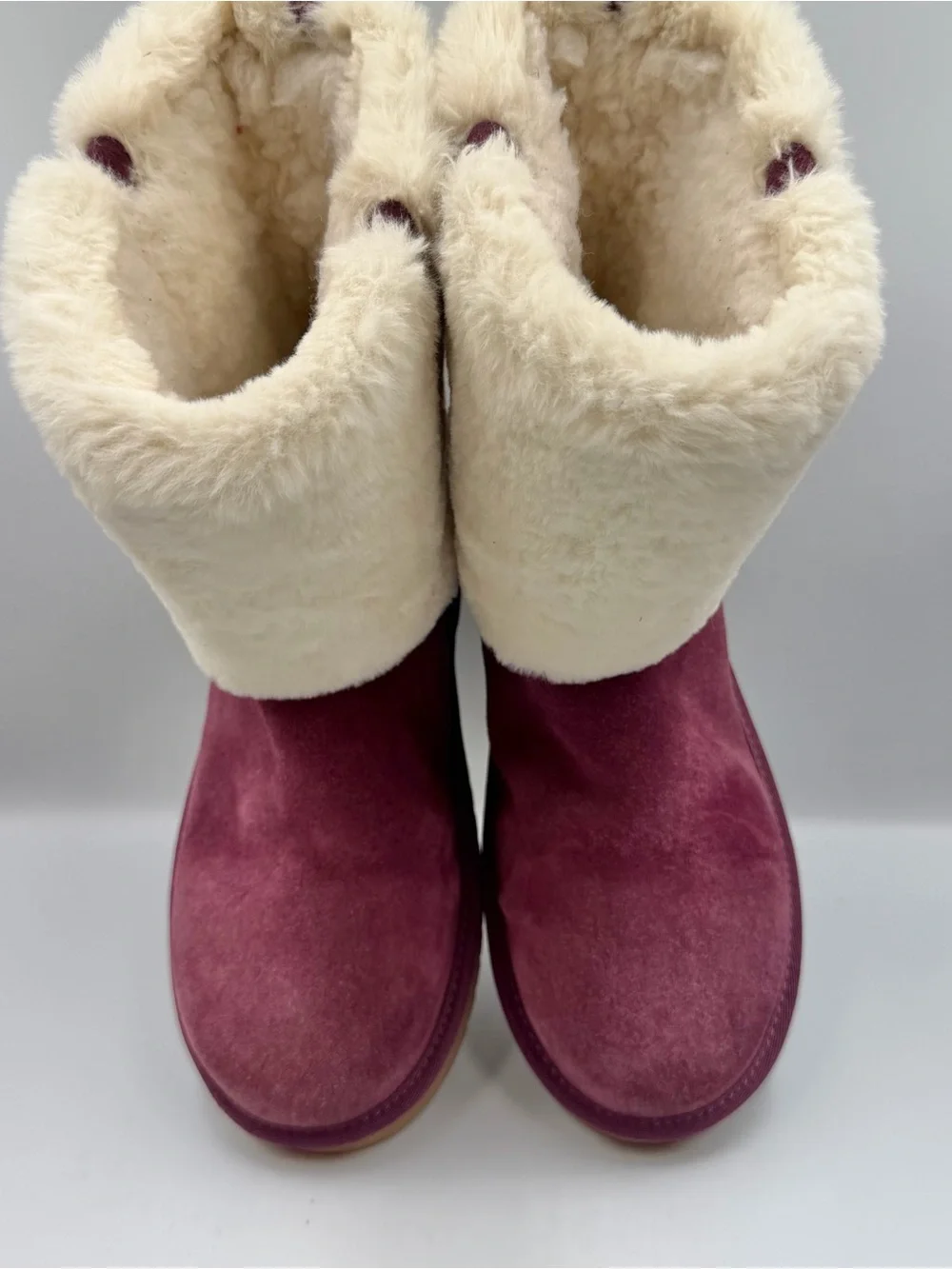 Koolaburra by UGG Aubrei Short Boot Plum Women 8-8.5 Size Tag Missing Faux Fur